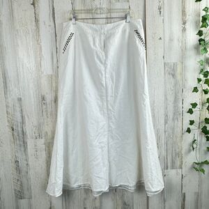 Edward 100% linen side stud pockets maxi white skirt size 16